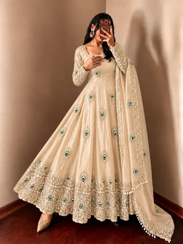 Cream_Satin_Silk_Flared_Embroidered_Anarkali_Suit_Set_For_Women