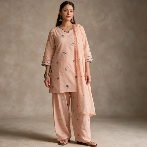 Peach_Mul_Chanderi_Straight_Printed_Kurta_Set_For_Women