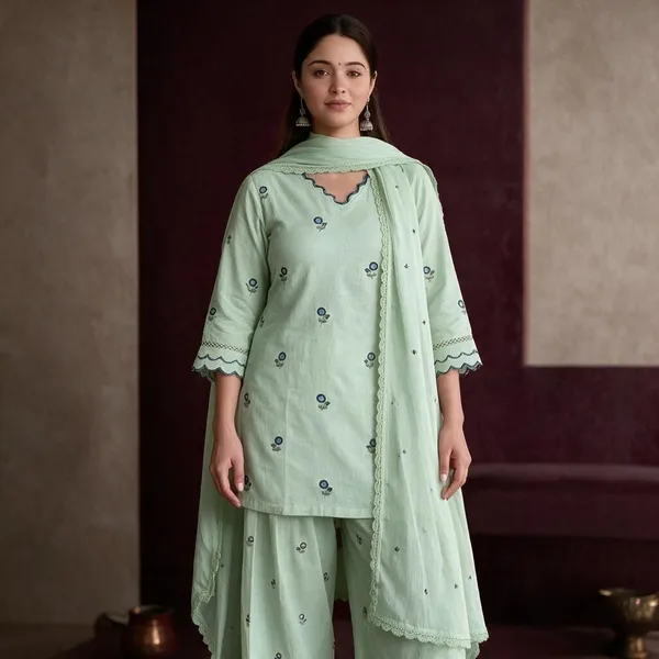 Pista_Mul_Chanderi_Straight_Printed_Kurta_Set_For_Women