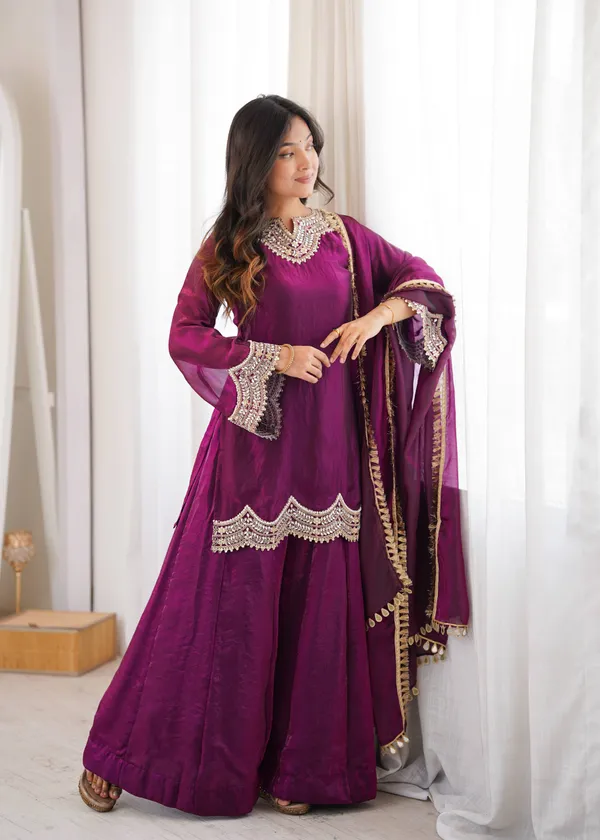 Purple_Satin_Silk_Straight_Embellished_Sharara_Suit_Set_For_Women