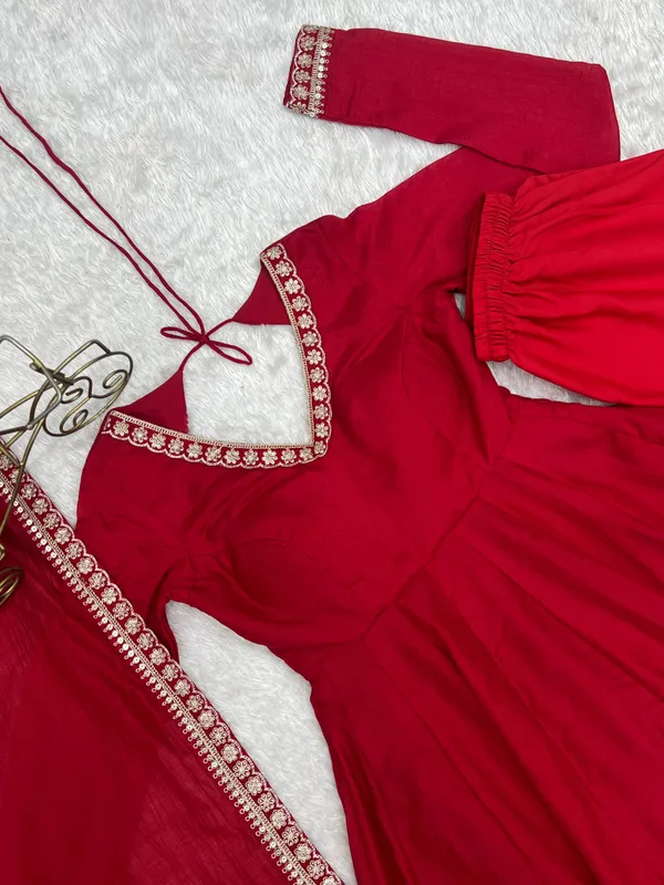 Red_Silk_Satin_Embroidered_Flared_Anarkali_Suit_Set_For_Women