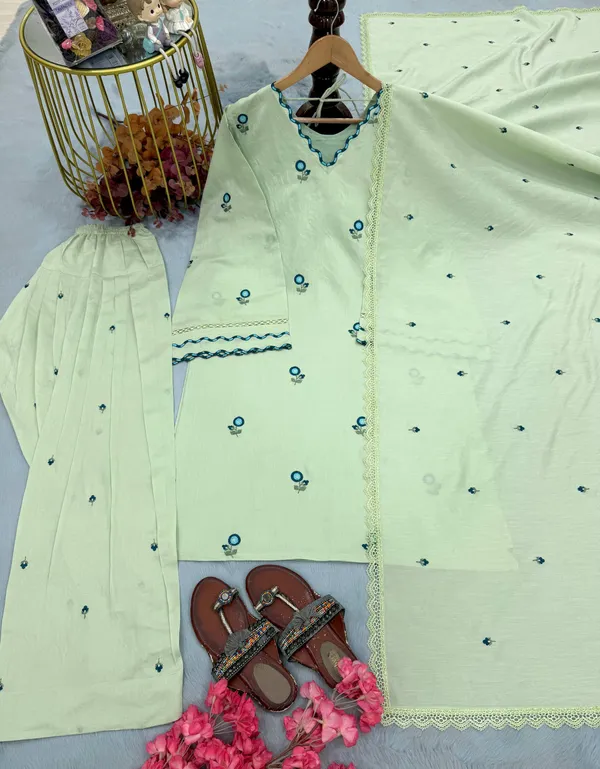 Pista_Mul_Chanderi_Straight_Printed_Kurta_Set_For_Women