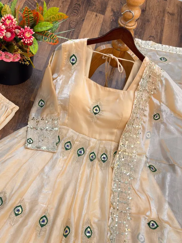 Cream_Satin_Silk_Flared_Embroidered_Anarkali_Suit_Set_For_Women