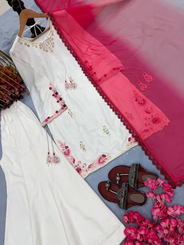 White_Silk_Satin_Embroidered_Kurta_Sharara_Set_For_Women
