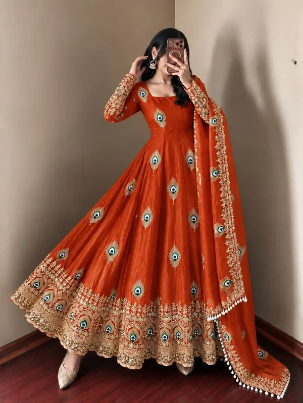 Rust_Satin_Silk_Flared_Embroidered_Anarkali_Suit_Set_For_Women