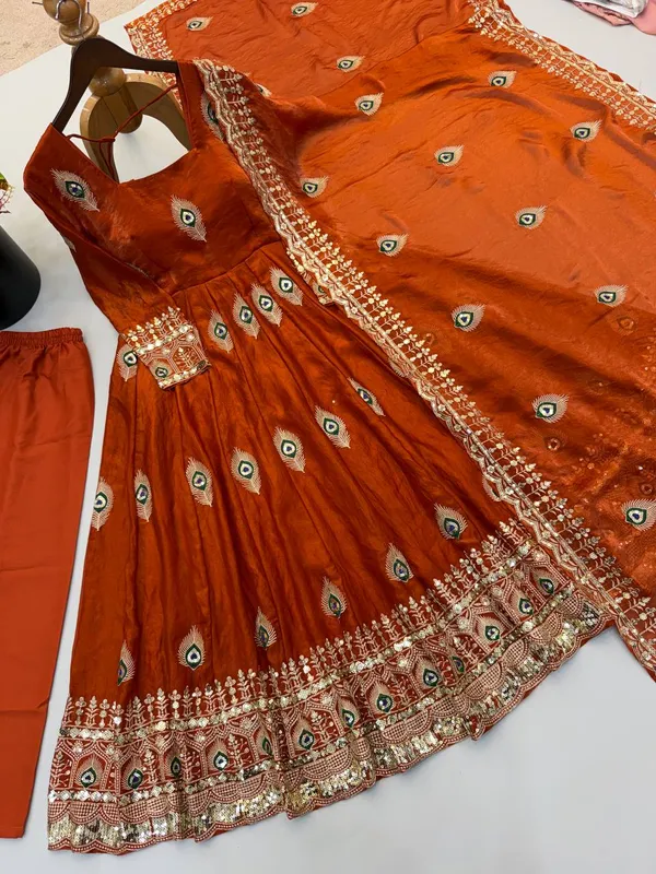 Rust_Satin_Silk_Flared_Embroidered_Anarkali_Suit_Set_For_Women