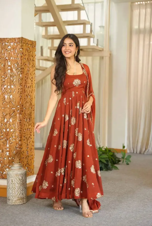 Rust_Satin_Silk_Sleeveless_Embellished_Anarkali_Suit_Set_For_Women