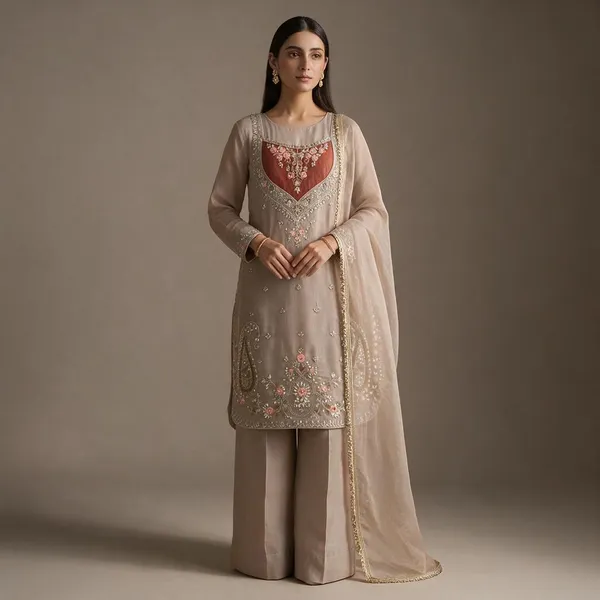 Beige_Satin_Silk_Straight_Embroidered_Suit_Set_For_Women