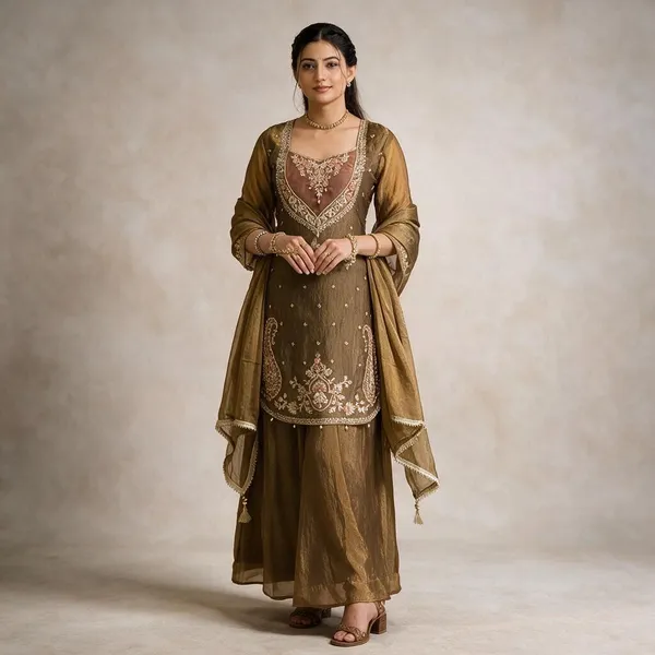 Olive_Green_Satin_Silk_Embroidered_Kurta_Pant_Dupatta_Set_For_Women