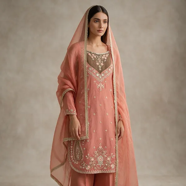 Peach_Satin_Silk_Straight_Embroidered_Suit_Set_For_Women