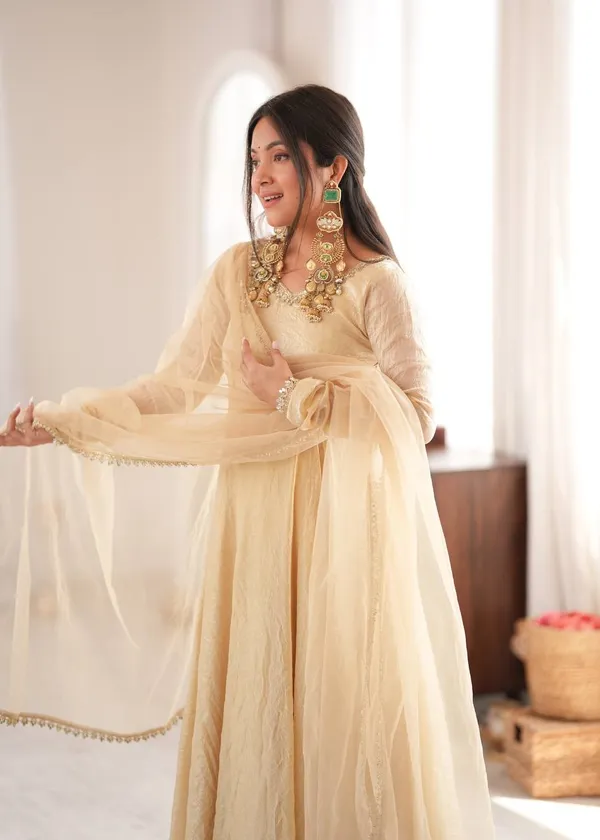 Cream_Satin_Silk_Flared_Embellished_Anarkali_Suit_Set_For_Women