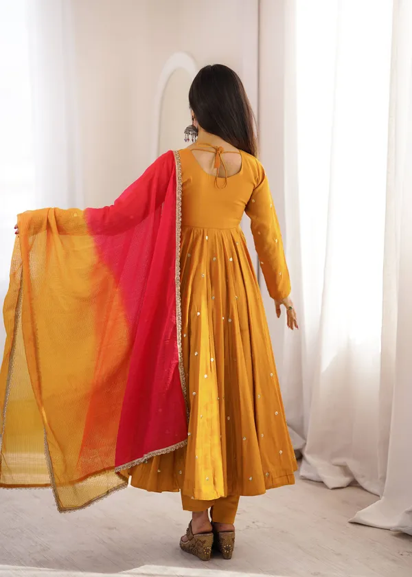 Mustard_Silk_Satin_Flared_Embellished_Anarkali_Suit_Set_For_Women