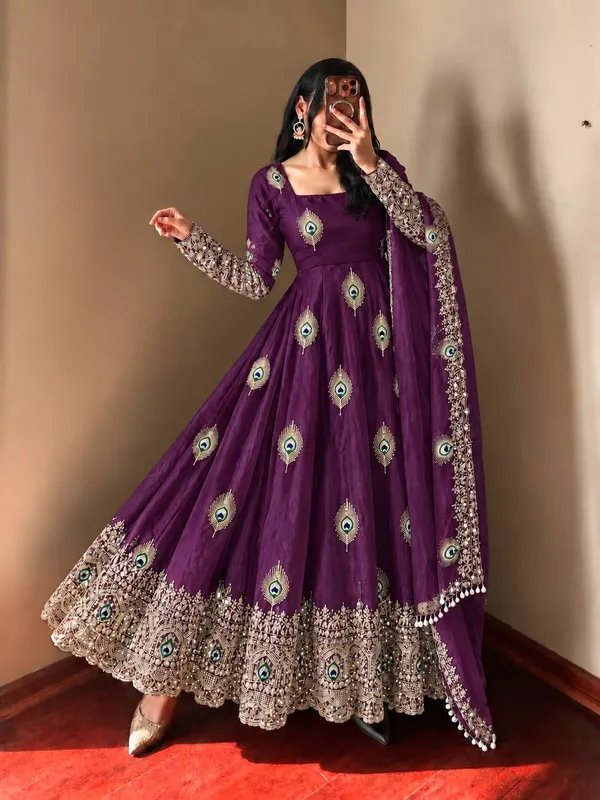 Violet_Satin_Silk_Printed_Flared_Anarkali_Suit_Set_For_Women