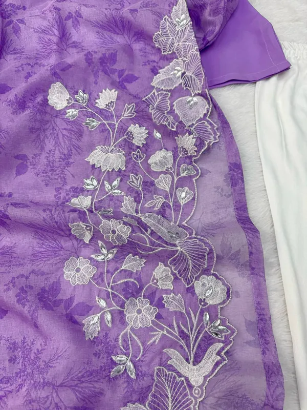 Purple_Organza_Flared_Floral_Print_Kurta_Set_For_Women