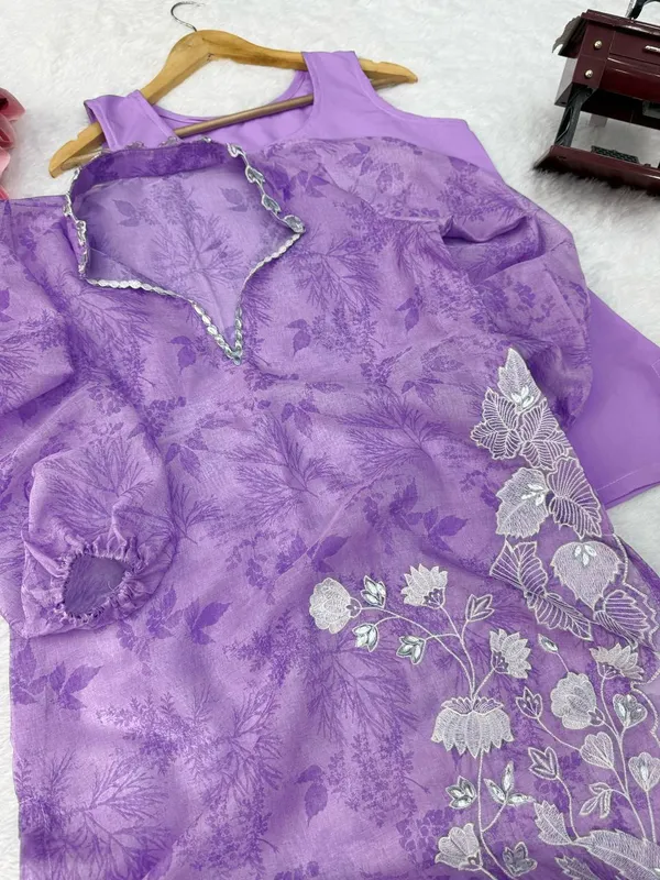 Purple_Organza_Flared_Floral_Print_Kurta_Set_For_Women