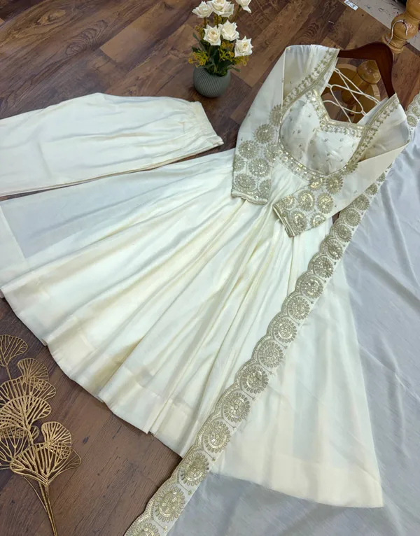 Ivory_Silk_Satin_Flared_Embroidered_Anarkali_Suit_Set_For_Women