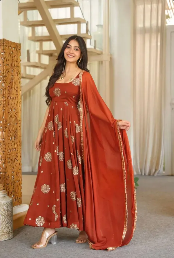Rust_Satin_Silk_Sleeveless_Embellished_Anarkali_Suit_Set_For_Women