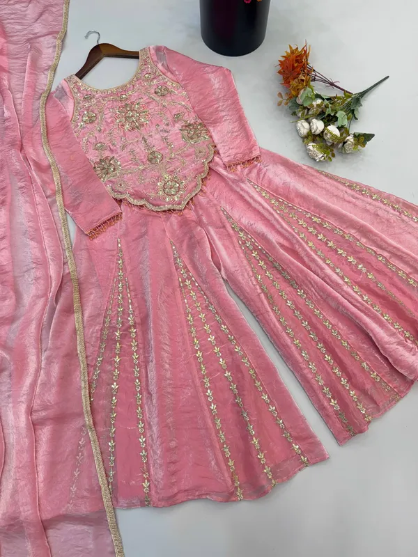 Pink_Satin_Silk_Flared_Embroidered_Anarkali_Suit_Set_For_Women