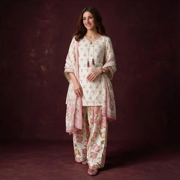 Off_White_Cotton_Blend_Floral_Print_Kurta_Set_For_Women