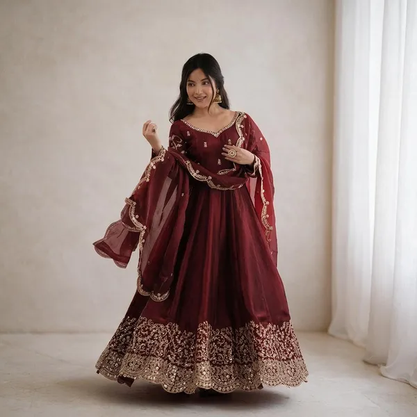 Maroon_Satin_Silk_Flared_Embroidered_Anarkali_Suit_Set_For_Women