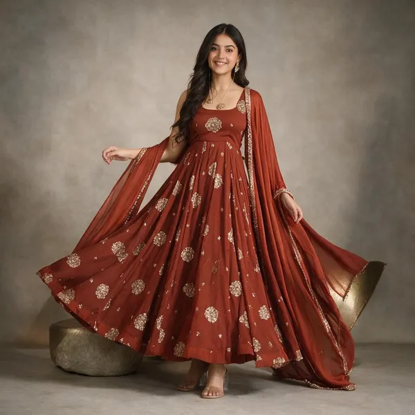 Rust_Satin_Silk_Sleeveless_Embellished_Anarkali_Suit_Set_For_Women