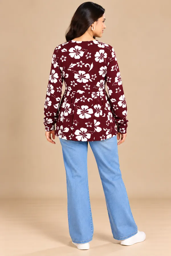 Maroon_Floral_Peplum_Top_For_Women