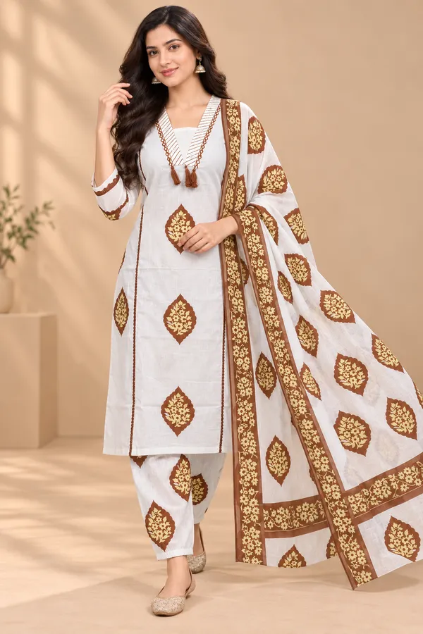 White_Printed_Straight_Kurta_Pant_Dupatta_Set_For_Women