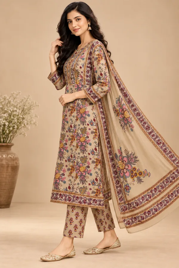 Beige_Printed_Straight_Kurta_Set_For_Women