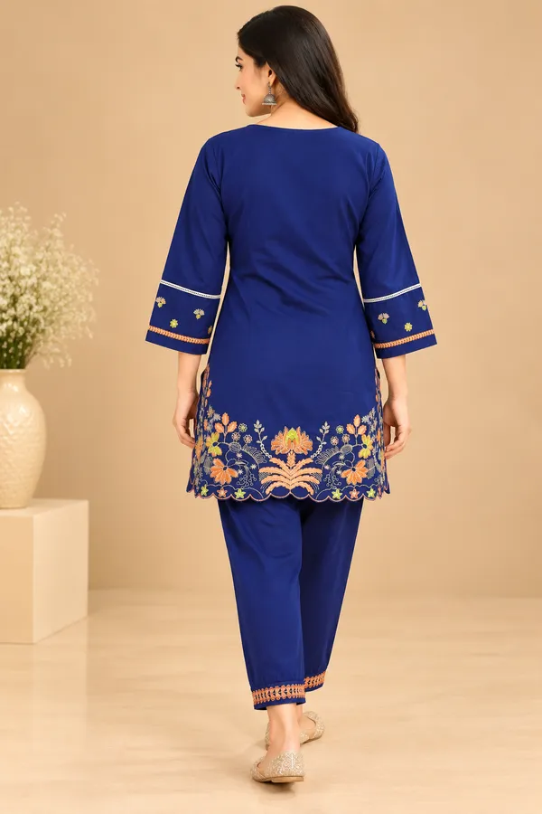 Blue_Embroidered_Straight_Co-Ord_Set_For_Women