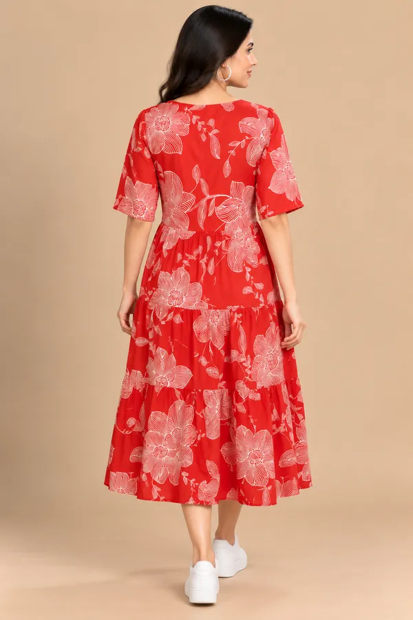 Orange_Floral_Printed_Fit_And_Flare_Gown_Kurta_For_Women