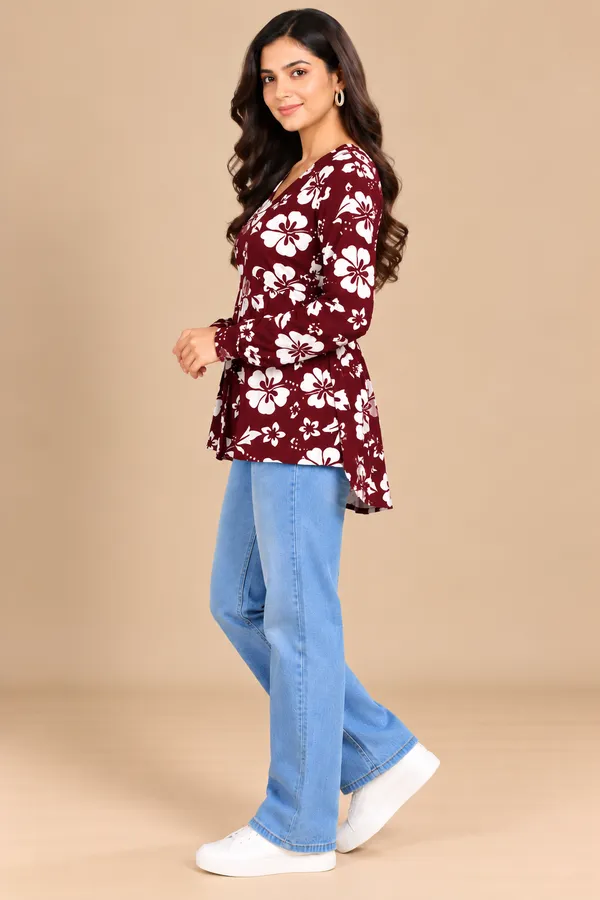 Maroon_Floral_Peplum_Top_For_Women