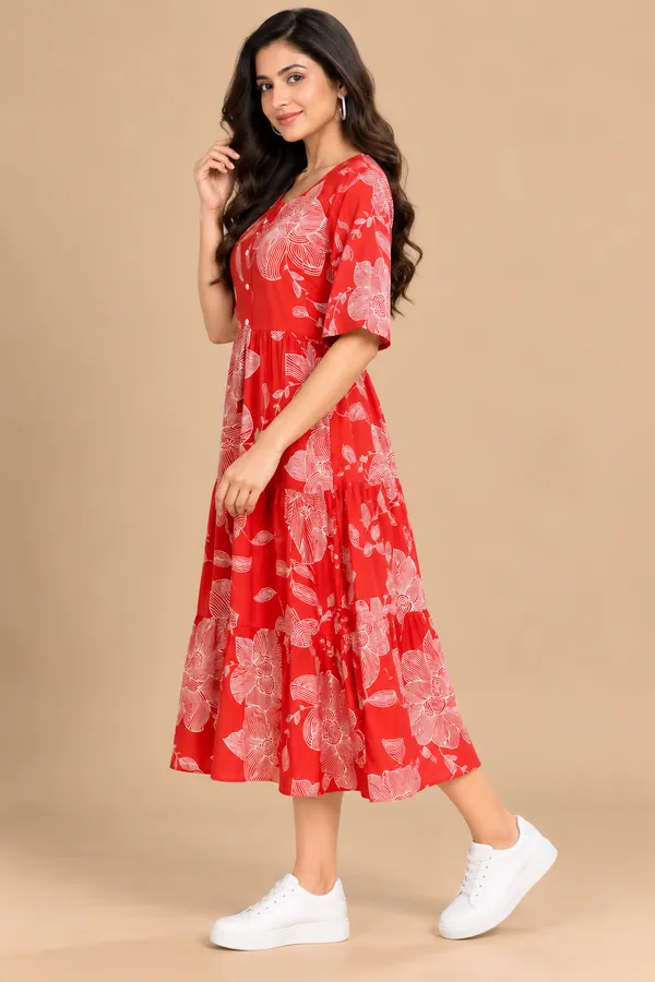 Orange_Floral_Printed_Fit_And_Flare_Gown_Kurta_For_Women