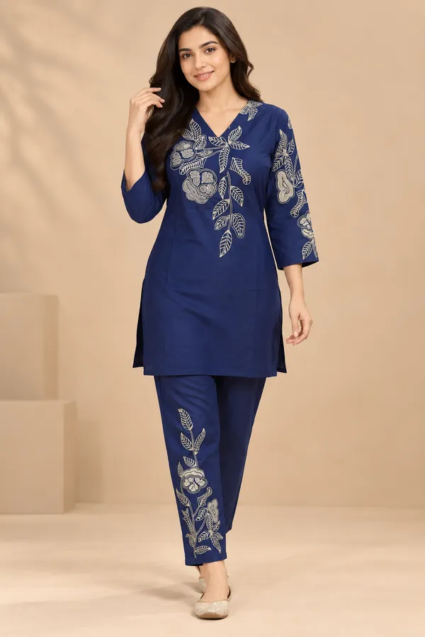 Blue_Floral_Print_Straight_Co-Ord_Set_For_Women