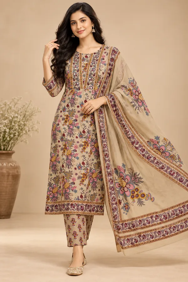 Beige_Printed_Straight_Kurta_Set_For_Women