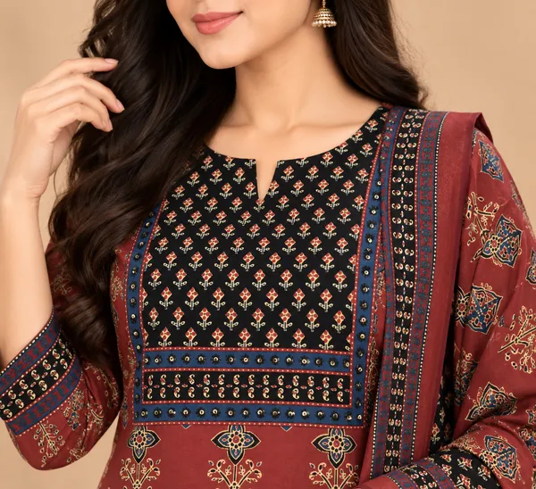 Maroon_Printed_Kurta_Set_For_Women