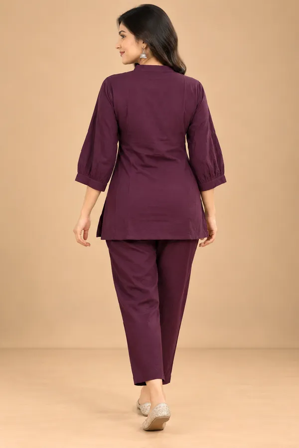 Maroon_Floral_Straight_Kurta_Pant_Co-Ord_Set_For_Women