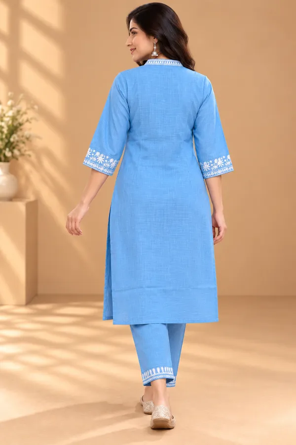 Blue_Embroidered_Straight_Co-Ord_Set_For_Women