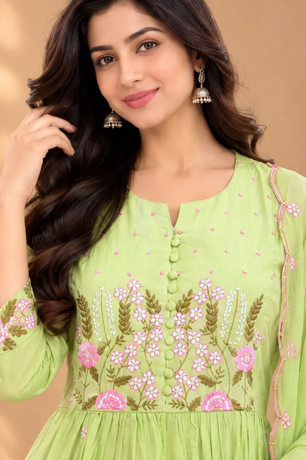 Green_Embroidered_Anarkali_Kurta_Set_For_Women