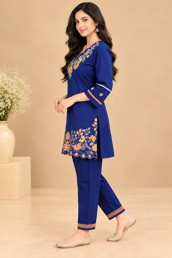 Blue_Embroidered_Straight_Co-Ord_Set_For_Women