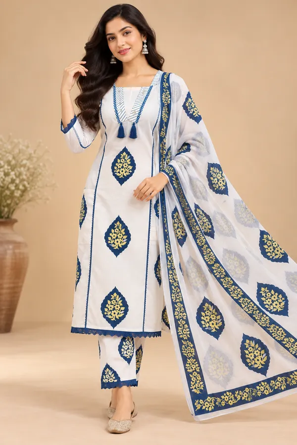 White_Printed_Straight_Kurta_Set_For_Women