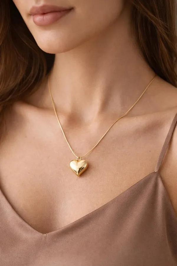 D_Glamm_Fashion_Gold_Puffy_Heart_Necklace_With_Anti_Tarnish_Snake_Chain