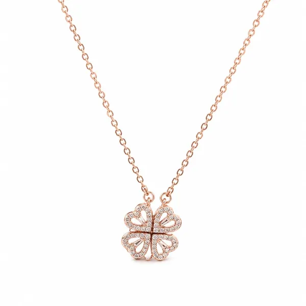 D_Glamm_Fashion_Rose_Gold_Heart_Necklace_Anti_Tarnish_Chain_Floral_Cluster_Design