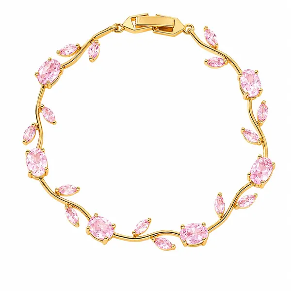 D_Glamm_Fashion_Pink_Crystal_Vine_Bracelet_For_Women_Gold_Tone_Oval_And_Marquise_Stone_Anti_Tarnish