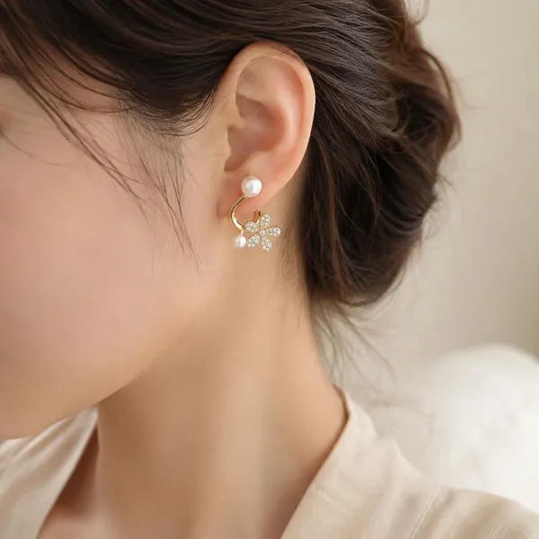 D_Glamm_Fashion_Pearl_And_Crystal_Pave_Flower_Ear_Jacket_Earring_Gold_Tone_For_Girls_And_Women