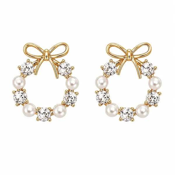 D_Glamm_Fashion_Gold_Tone_Wreath_Stud_Earring_With_Bow_Pearl_And_Crystal_Embellishments_For_Girls_And_Women