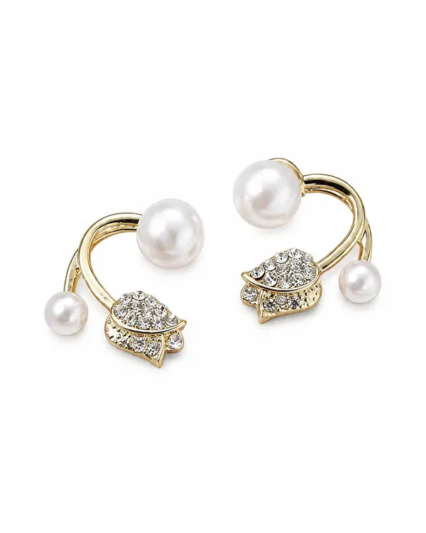 D_Glamm_Fashion_Gold_Tone_Pearl_And_Crystal_Rhinestone_Leaf_Ear_Cuff_Earrings_Elegant_Bridal_Style