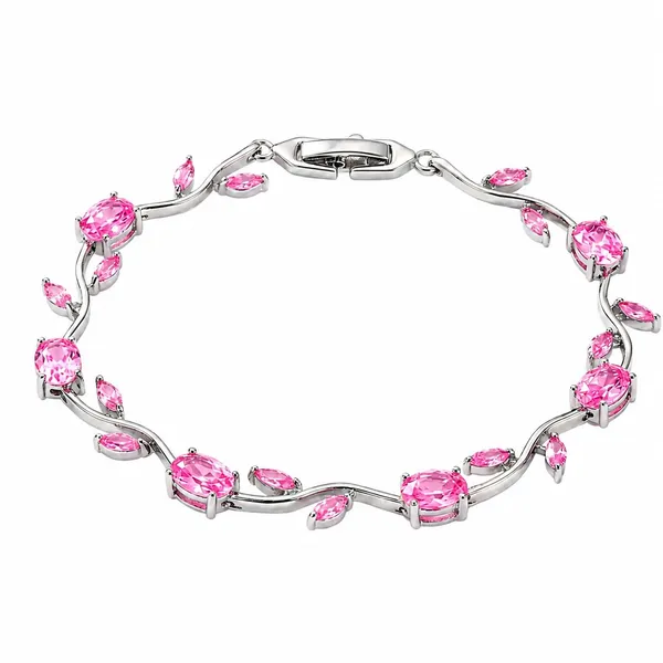 D_Glamm_Fashion_Silver_Tone_Tennis_Bracelet_With_Pink_Oval_And_Marquise_Crystal_Stones_Vine_Style