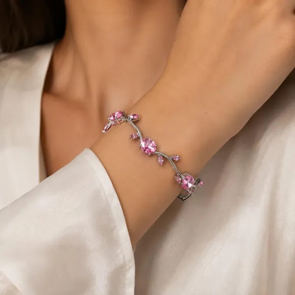 D_Glamm_Fashion_Silver_Tone_Tennis_Bracelet_With_Pink_Oval_And_Marquise_Crystal_Stones_Vine_Style