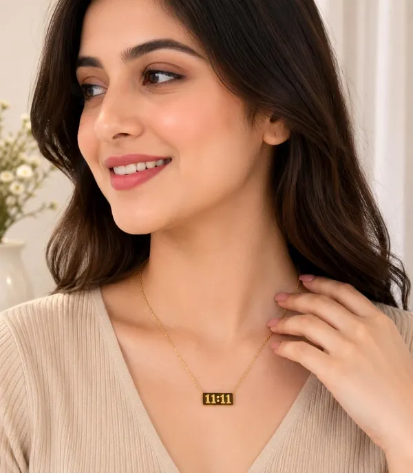D_Glamm_Fashion_11_11_Angel_Number_Bar_Pendant_Necklace_Gold_Tone_Minimalist_Style