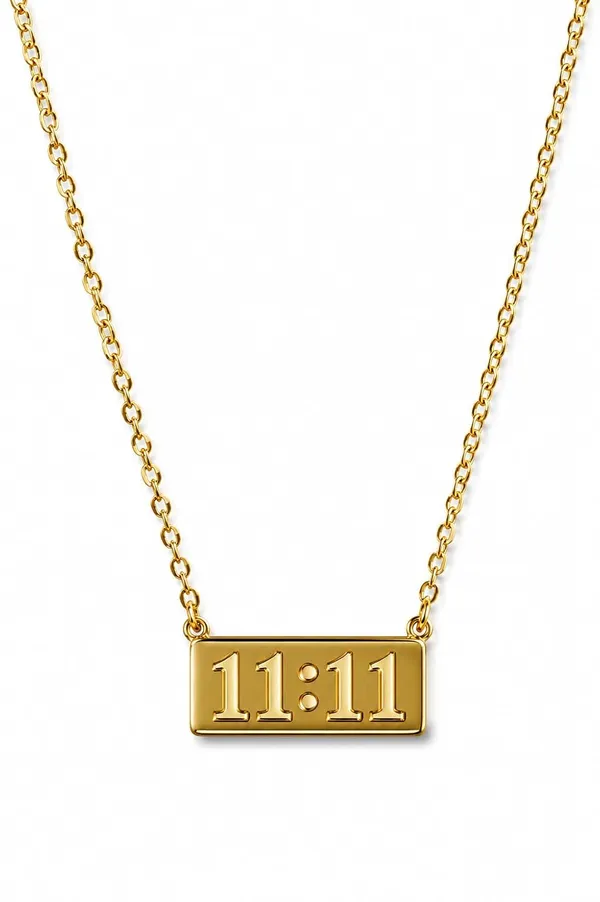 D_Glamm_Fashion_11_11_Angel_Number_Bar_Pendant_Necklace_Gold_Tone_Minimalist_Style